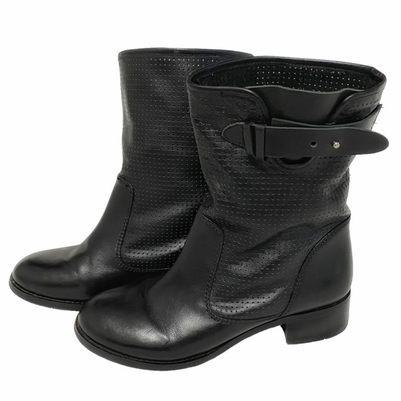 RUDSAK Shoes - Rudsak BLACK PERFORATED LEATHER STRAPPY LOW LAND BOOTS - 39